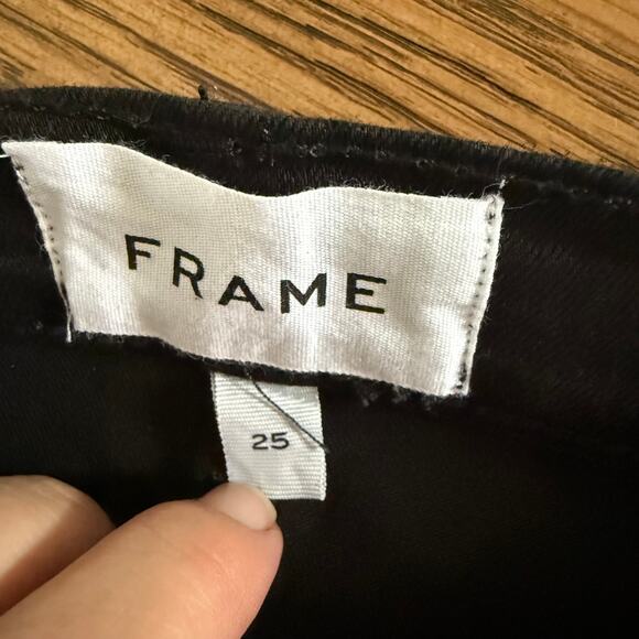 Frame Denim Coated Noir Black Mini Skirt Size 25 High Rise Leather Look - Picture 5 of 6